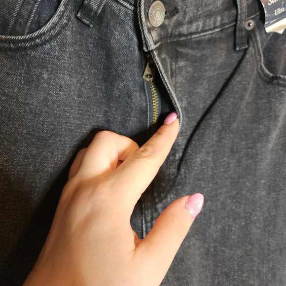 NWT A&F Curve Love Ultra HR 90s Slim Straight Black Jean Criss Cross Waist 26 - Picture 6 of 14